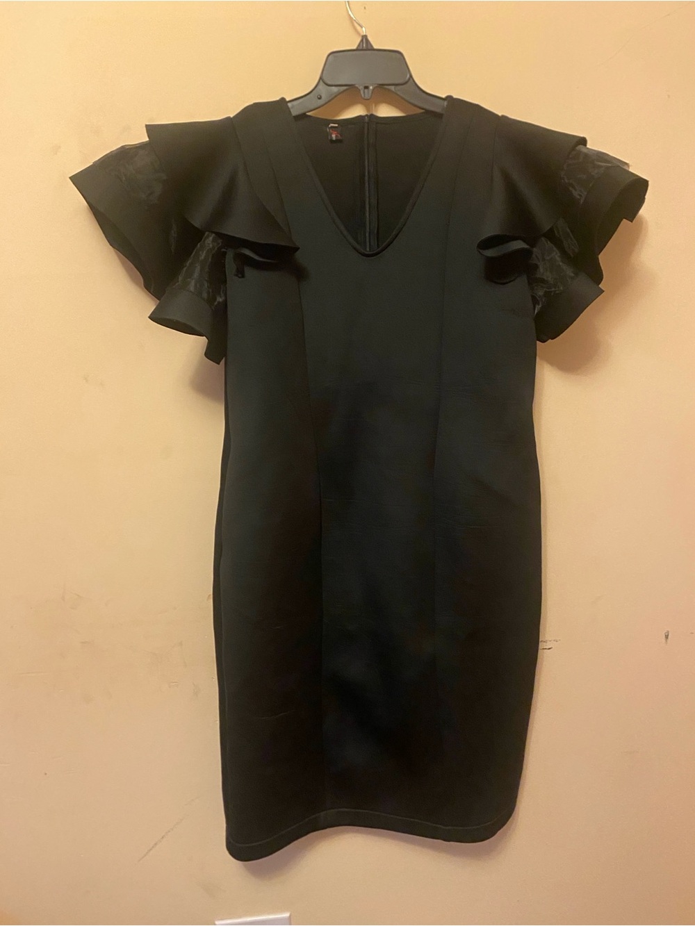 N by Nancy Classic Black Ruffle Sleeve Dress, XXL